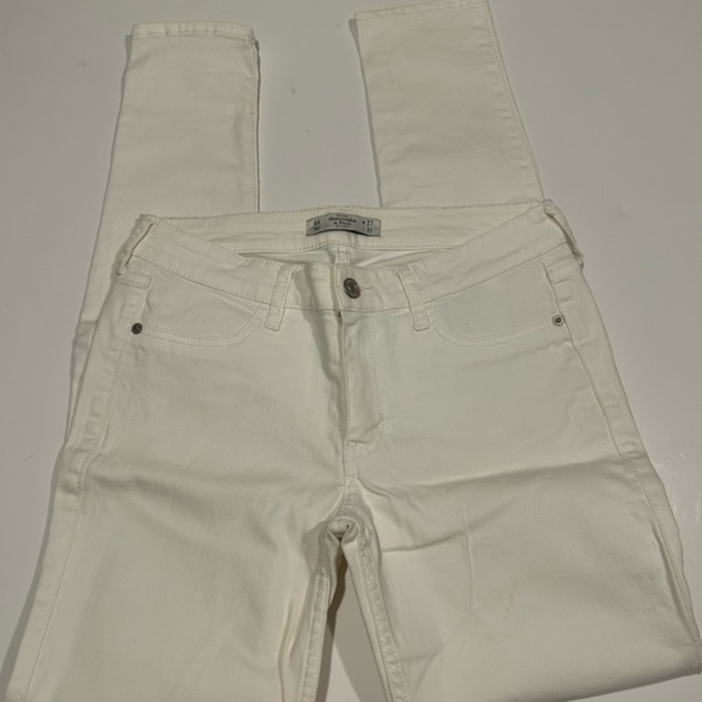 ABERCROMBIE & FITCH WHITE SKINNY JEANS SIZE 4R / 27 - LENGTH 31 - Picture 2 of 10